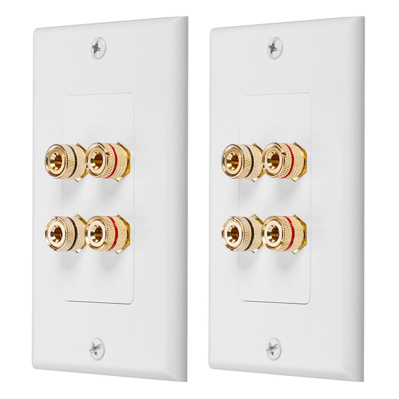 2X 4 Posts Speaker Wall Plate Home Theater Wall Plate Audio Panel for 2