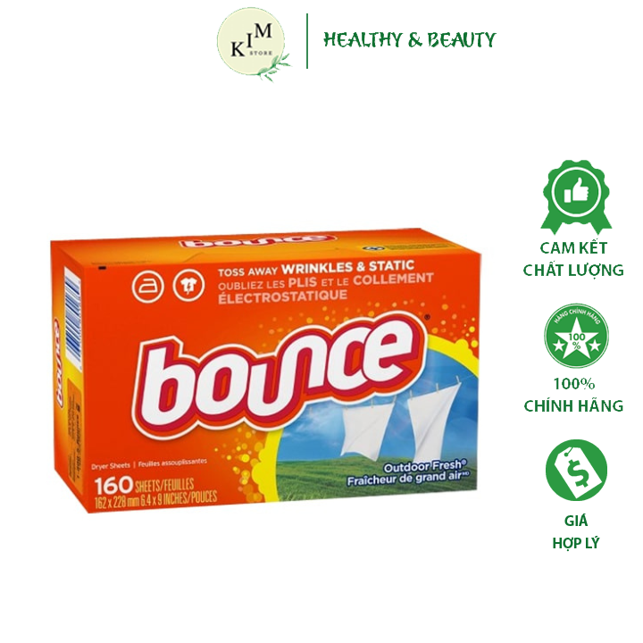 Giấy Thơm Bounce Của Mỹ Sẽ Giúp Quần Áo Thơm Cả Tuần Tránh Mùi Hôi Ẩm Mốc Gói 160 Tờ