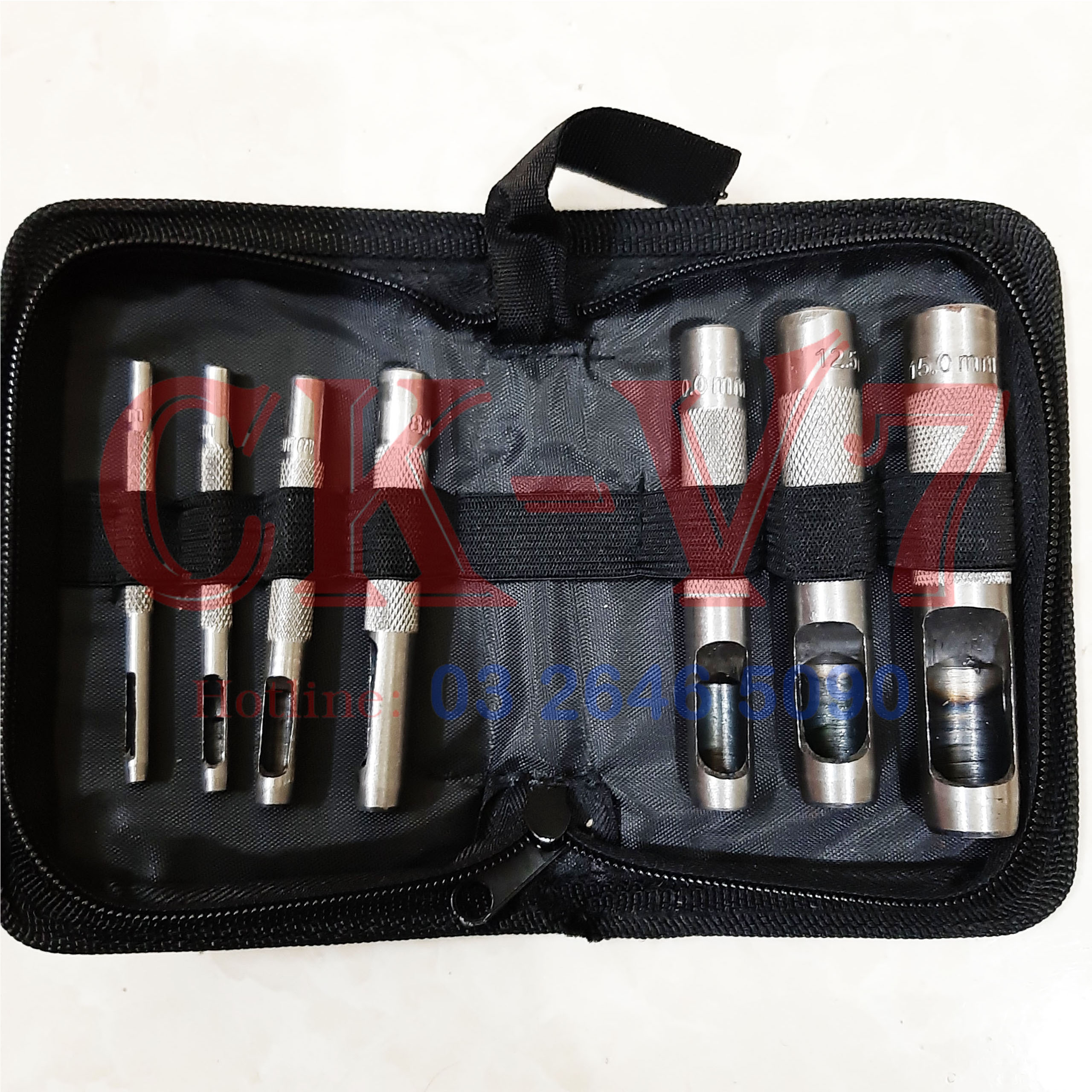 Bộ đục lỗ tròn đẹp 7 chi tiết thép cứng 3-15mm