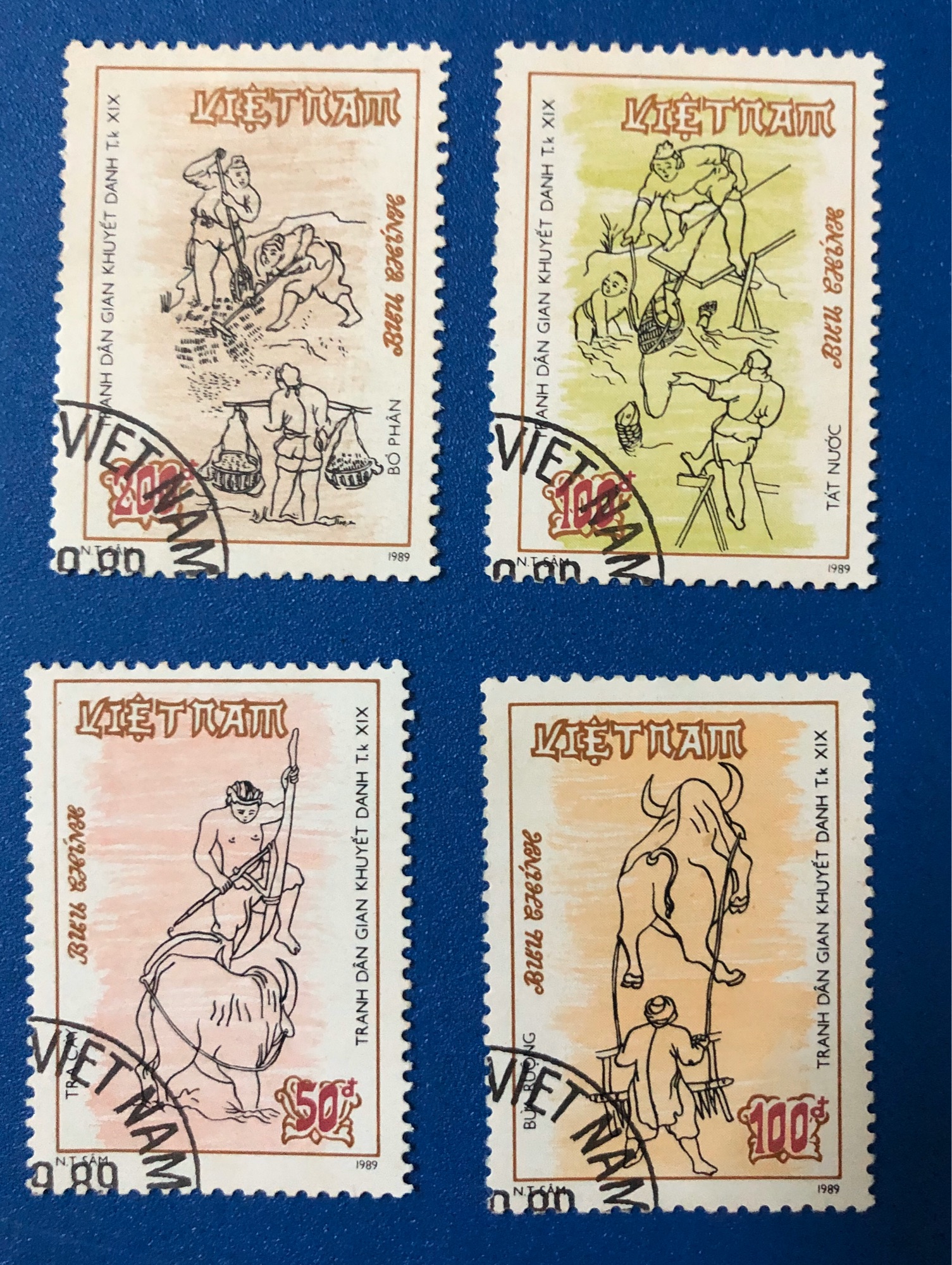 [HCM]Bộ sưu tập tem: trọn bộ 5 tem khuyết danh chủ đề hội hoạ