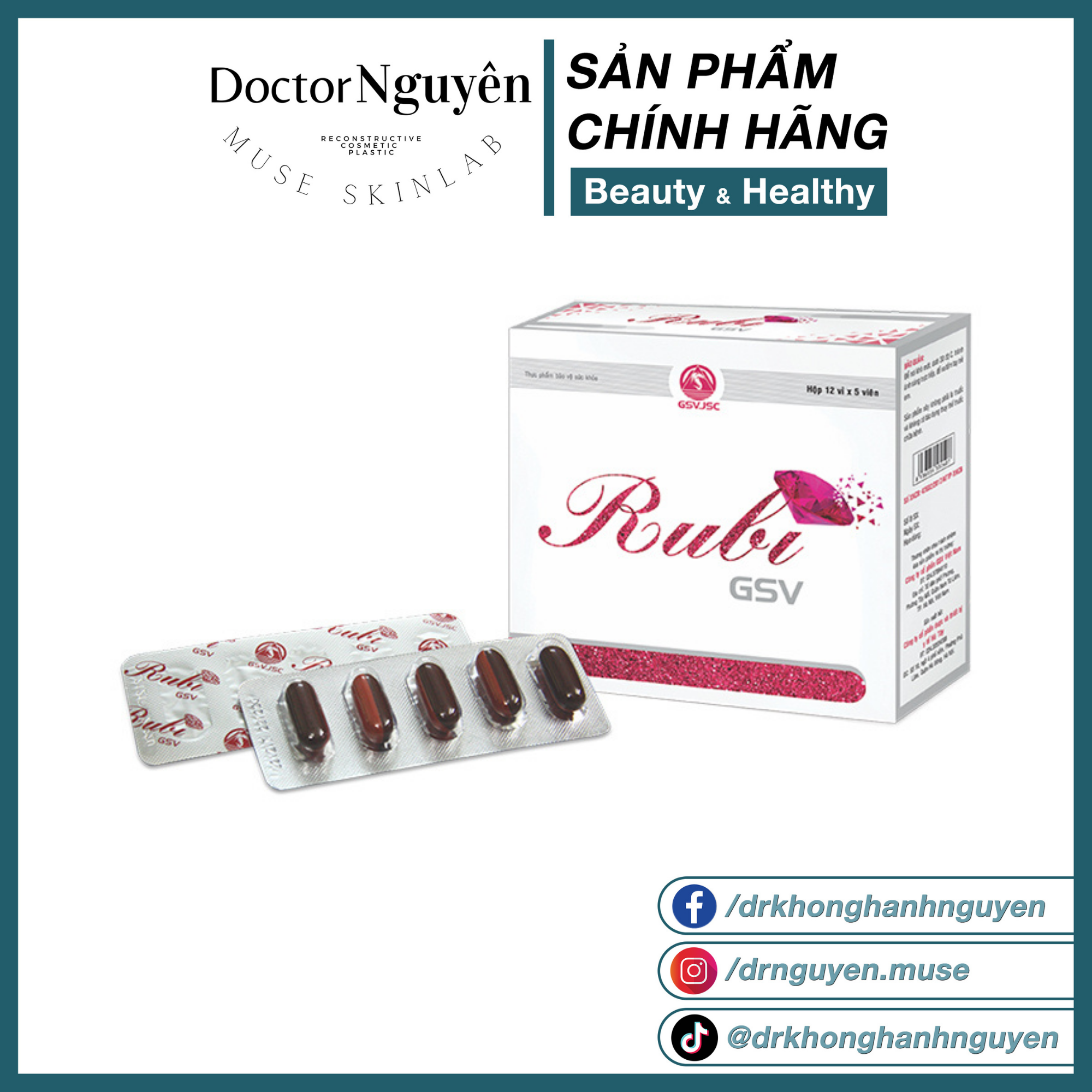 Viên uống đẹp da giảm rụng tóc chống lão hoá rubi gsv