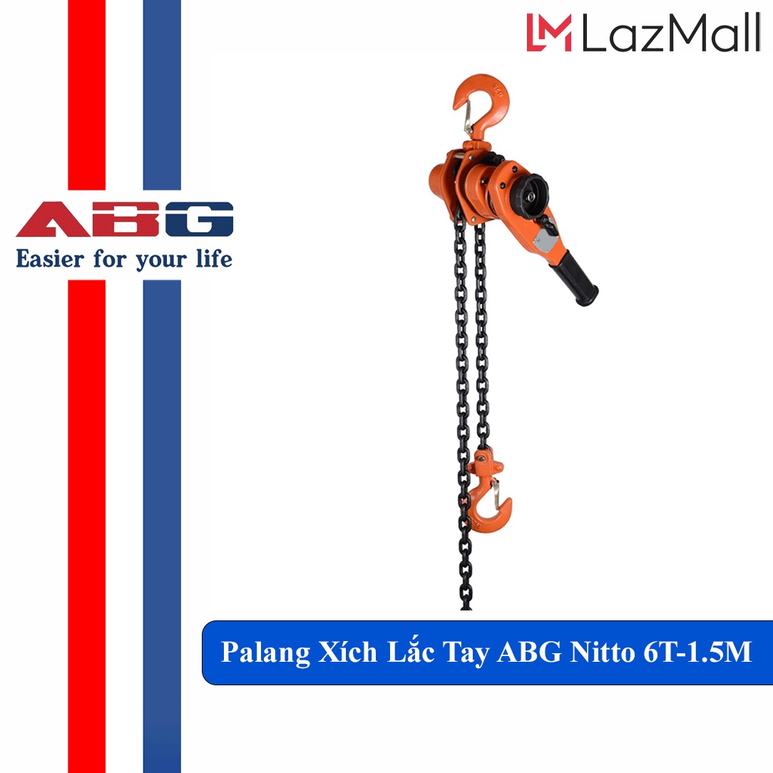 Palang Xích Lắc Tay ABG 6T-1.5M - Ba Lăng Xích Lắc Tay Nâng Hạ Hàng Hoá Trong Nhà Xưởng Và Đời Sống (Giao Màu Ngẫu Nhiên)
