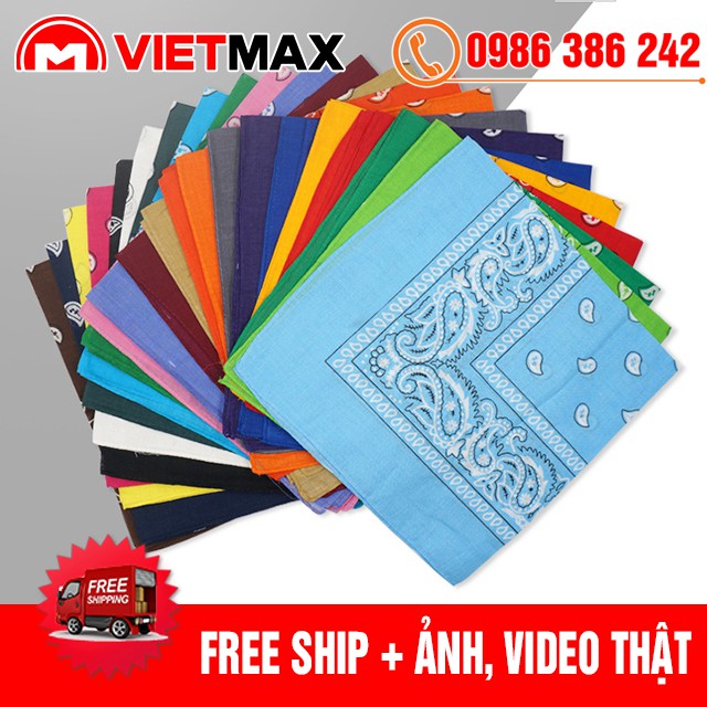 🎁 Khăn Turban Bandana Cotton Hip Hop Vuông Họa Tiết Size 55x55 cm