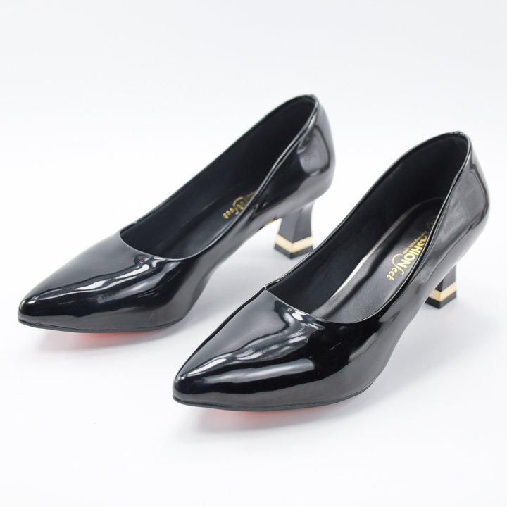 Giày cao gót da bóng êm chân chính hãng 2tfashion feet, mũi nhọn, gót trụ 5 phân - hcg0037
