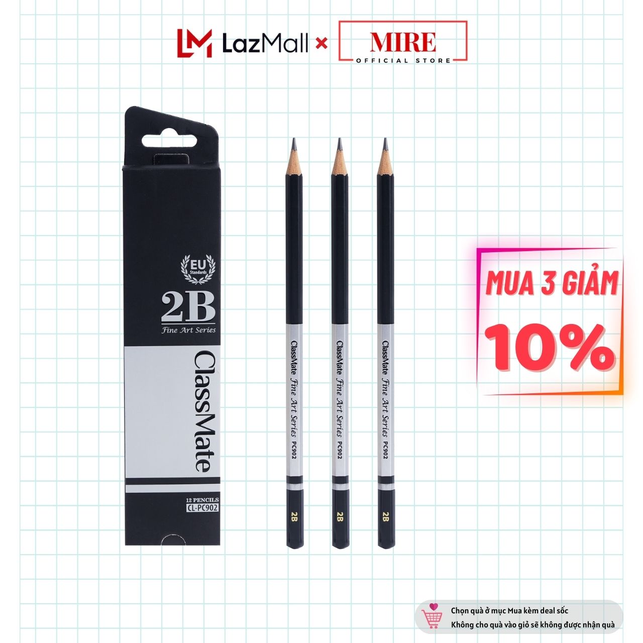 Bút chì gỗ cao cấp fine art 2b - 1 chiếc, nét bút mịn, dùng làm họa cụ vẽ tranh, phác thảo chuyên nghiệp cl-pc902