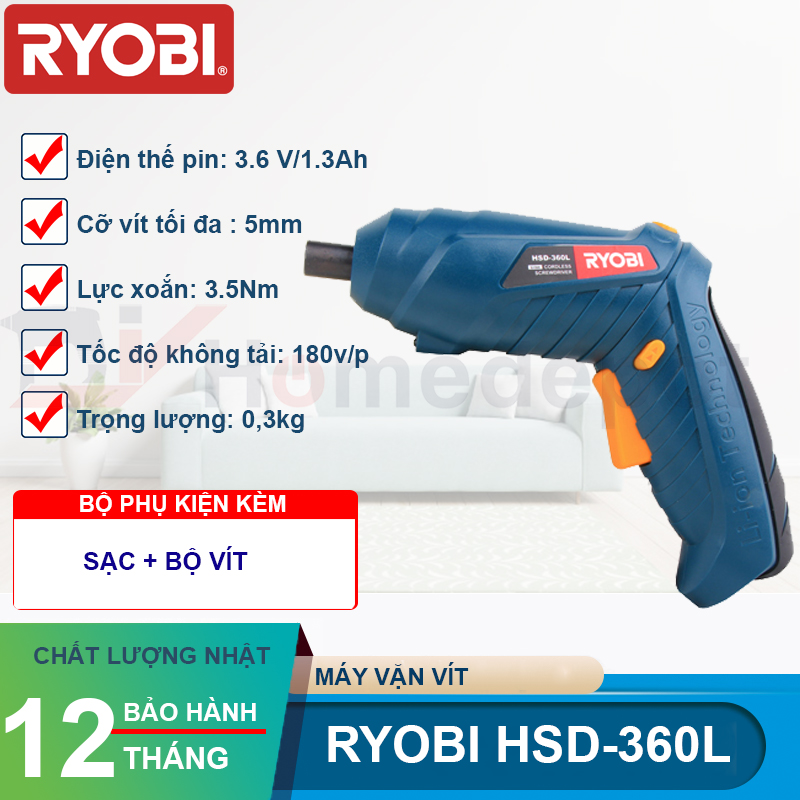 Máy vặn vít cầm tay 3.6v ryobi hsd-360l