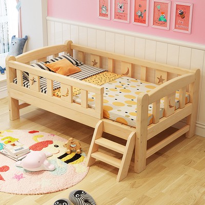 Giường Gỗ Cho Bé  2m Gỗ Thông Cao Cấp Có thể ghép cạnh giường người lớn,giường cho bé, cầu thang an toàn zozo shop