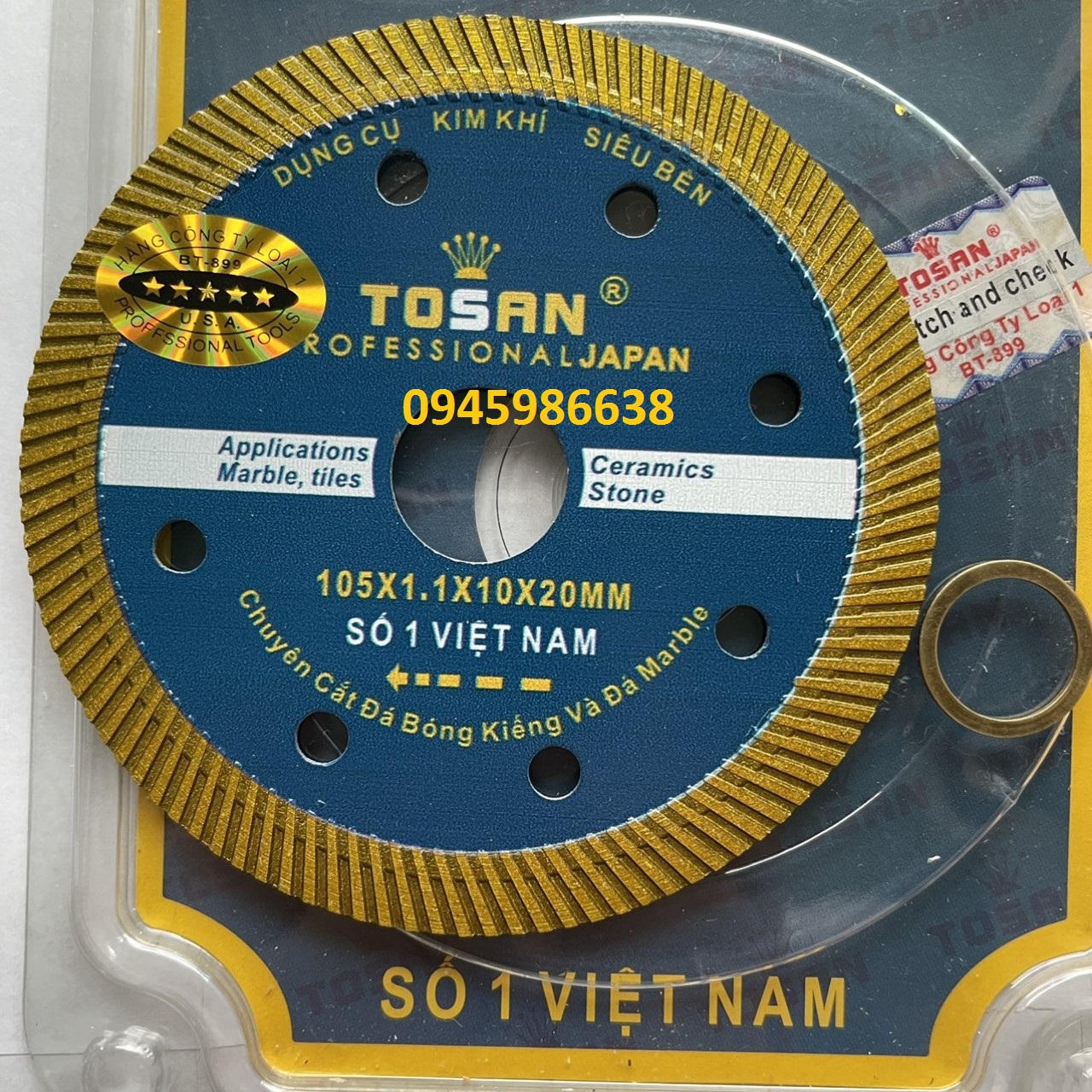 Lưỡi cắt gạch đa năng cao cấp tosan 105mm. lưỡi cắt gạch đa năng hàng xịn 105mm, lưỡi cắt bê tông, cắt đá hoa cương cao cấp 105mm