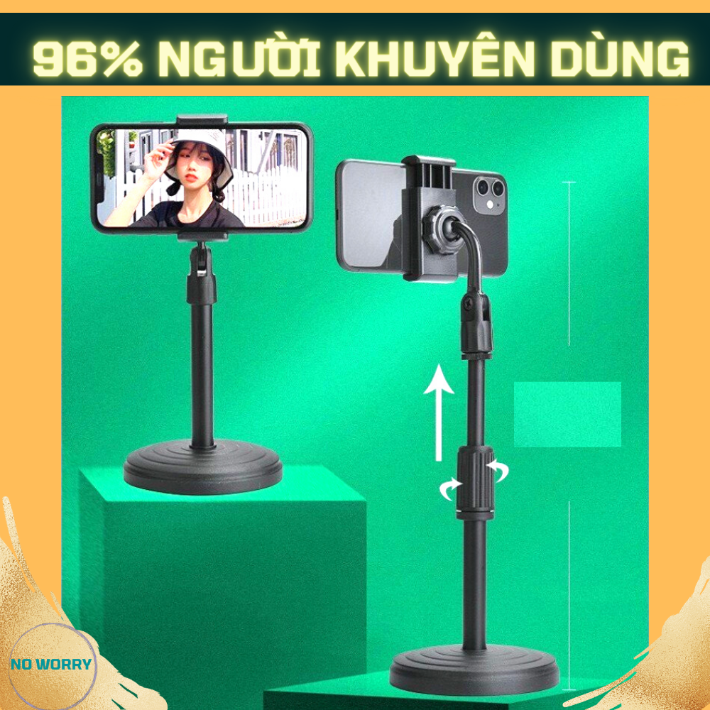 Giá đỡ điện thoại livestream để bàn cầm tay bỏ túi, điều chỉnh độ cao độ nghiêng gấp gọn [No Worry]