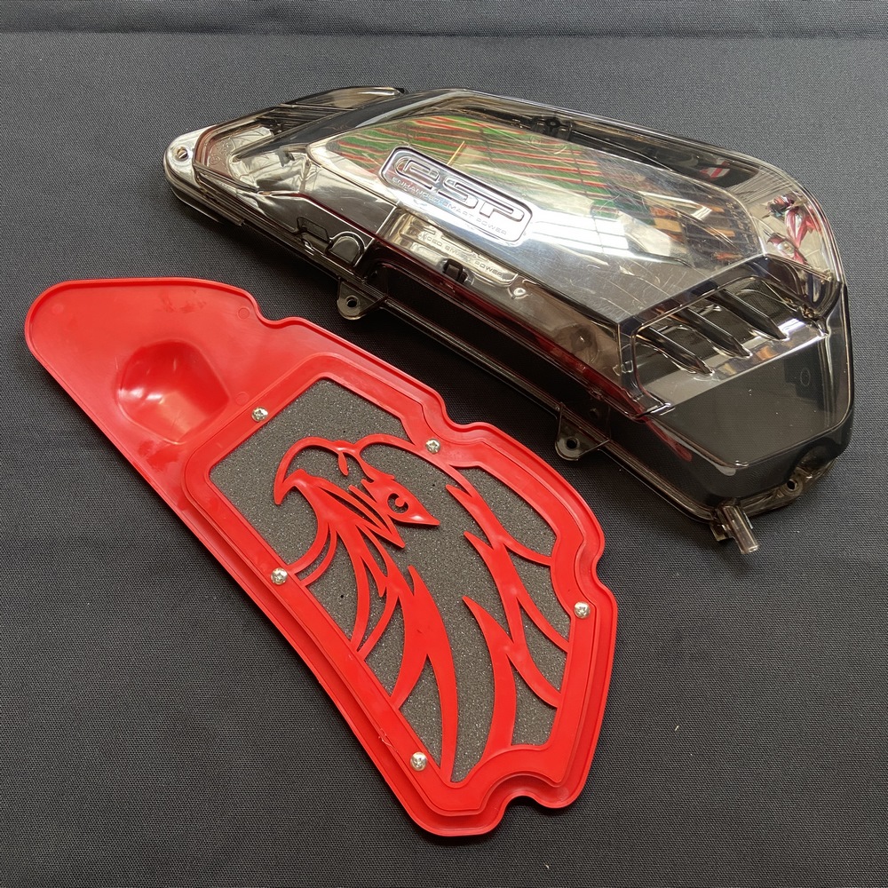 [HÀNG TRANG TRÍ] ỐP PÔ E TRONG SUỐT KÈM LỌC GIÓ ĐỘ ĐỎ TRANG TRÍ CHO XE SH 2017 ĐẾN SH 2020  CAO CẤP (MÀU KHÓI)