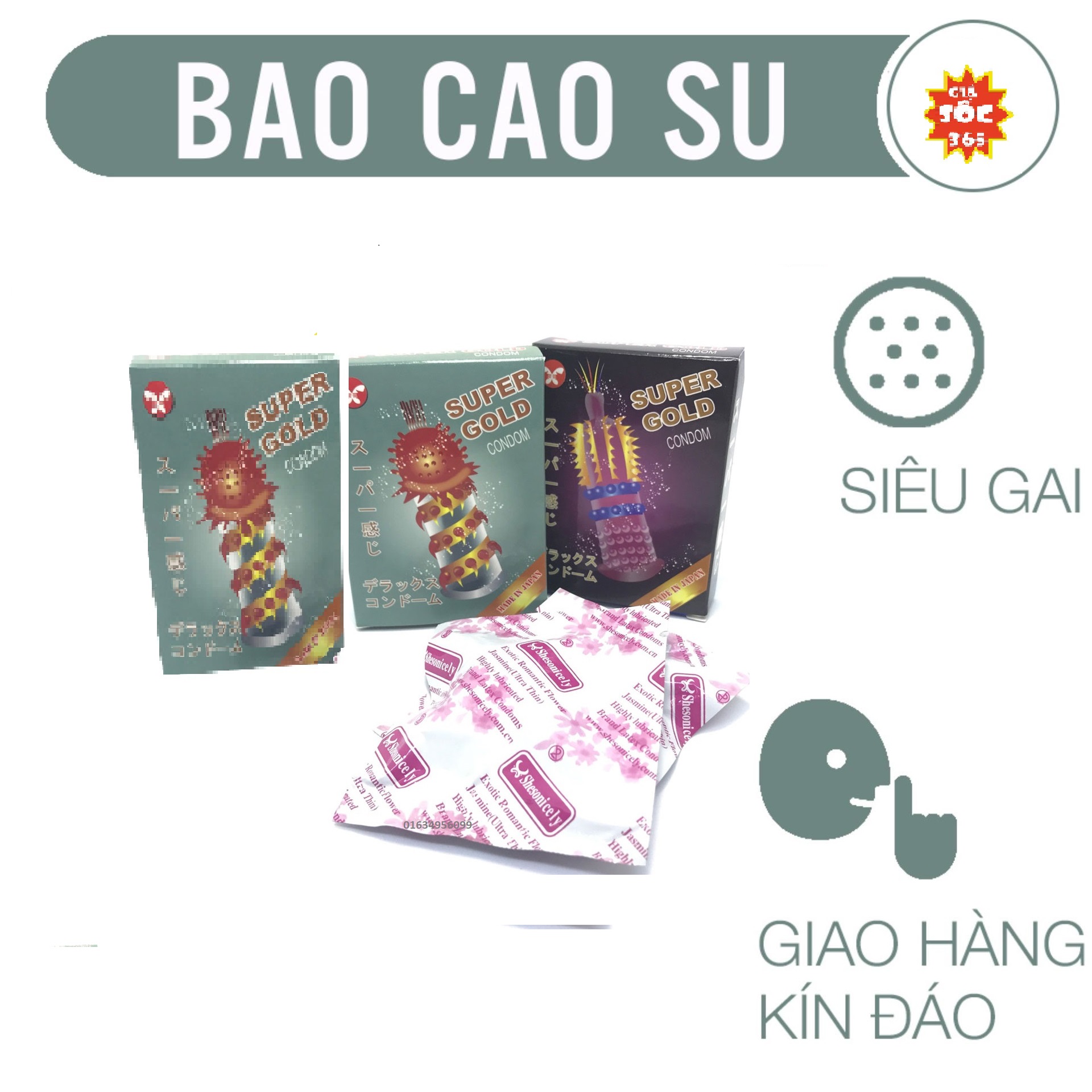 COMBO 3 hộp bcs Goldd Nhật siêu gân gai tua khủng 6bao