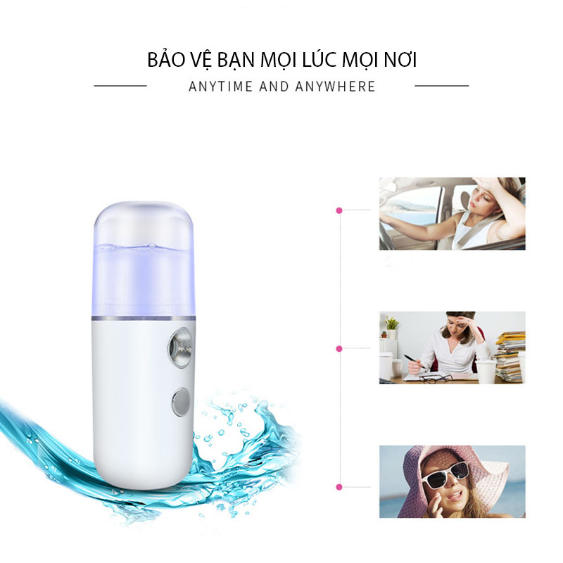 MÁY PHUN SƯƠNG CẦM TAY MINI TẠO ẨM NANO LÀM MÁT DA, GIỮ ẨM