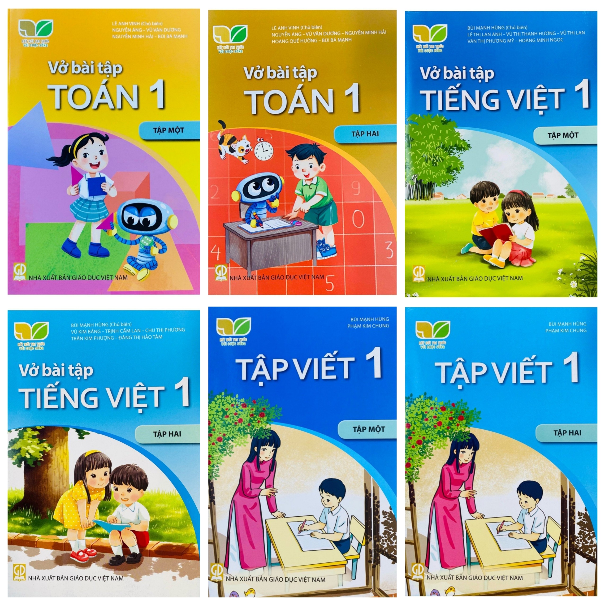 Edubook - Combo Vở bài tập Toán/Tiếng Việt lớp 1 (Bộ 6 cuốn) Kết nối tri thức với cuộc sống