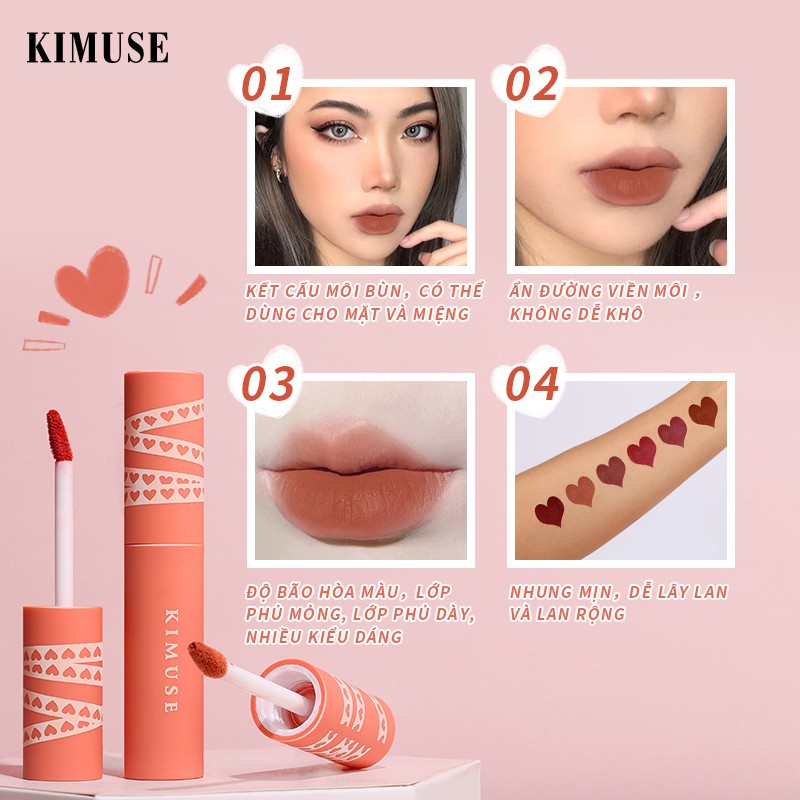 (hà nội)son kem màu lì kimuse son môi 5ml