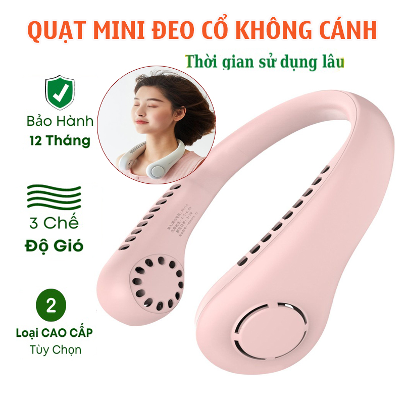 Quạt đeo cổ mini không cánh 2022, Quạt đeo cổ tích điện, Quạt USB mini tích điện không cánh tiện lợi