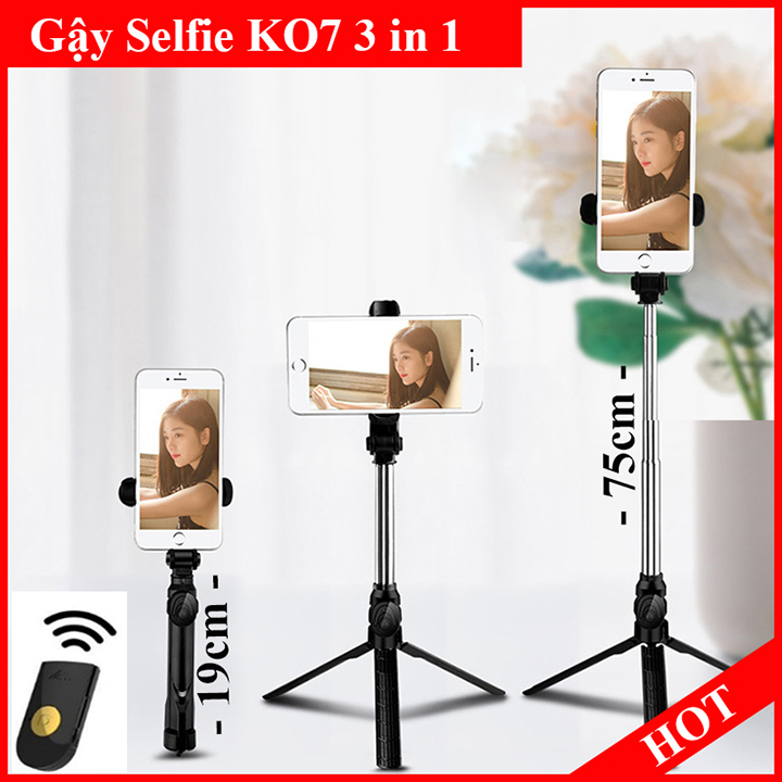 Gậy Chụp Hình Selfie Bluetooth K07 Điều Khiển Từ Xa 3 Chân- Gậy Chụp Ảnh Bluetooth K07 Hỗ Trợ Quay Phim, Livetream Siêu Hot 2020-Gậy Chụp Hình Đa Năng- Gậy Chụp Ảnh Selfie Đỉnh Cao-Giá Đỡ Điện Thoại Xem Phim Bảo Hành 12 tháng
