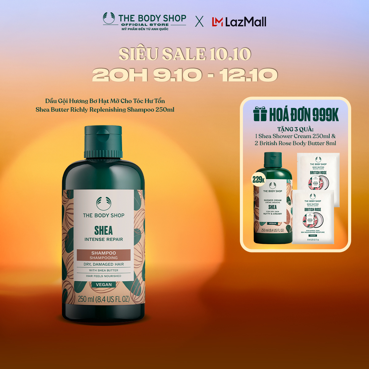 Dầu Gội Hương Bơ Hạt Mỡ Shea Butter Richly Replenishing Shampoo The Body Shop