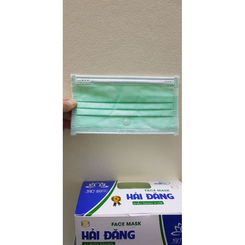 Hộp 50 chiếc khẩu trang y tế màu xanh mint xanh ngọc 4 lớp kháng khuẩn