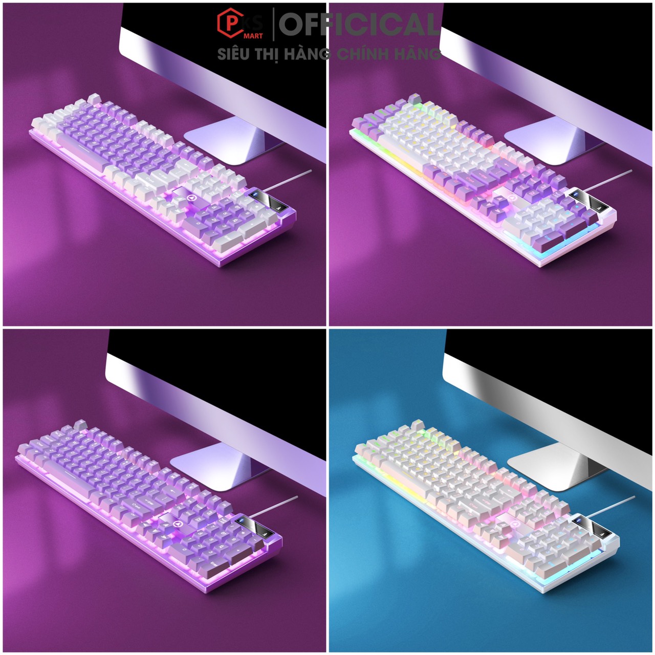 BÀN PHÍM VÀ CHUỘT YINOIAO K500 G5 GIẢ CƠ LED XUYÊN CHỮ NHIỀU MÀU TRẮNG ĐEN XANH HỒNG TÍM XÁM MIX MÀU HIỆN ĐẠI ĐẸP MẮT