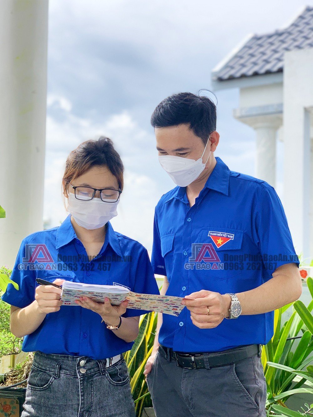 [ẢNH THẬT] Áo đoàn thanh niên, áo sơ mi đoàn Nam Nữ cộc tay, ngắn tay - Logo thêu - Vải Kate mềm