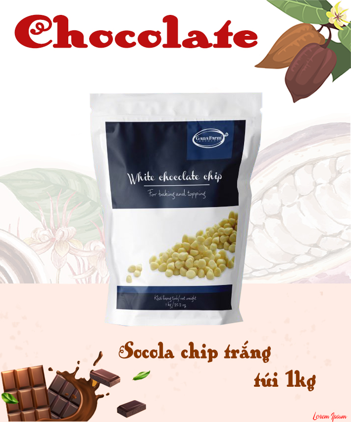 Socola chip trắng túi 200g / 500g / 1kg vị ngọt thanh, thơm, sử dụng làm bánh hay trực tiếp đều được