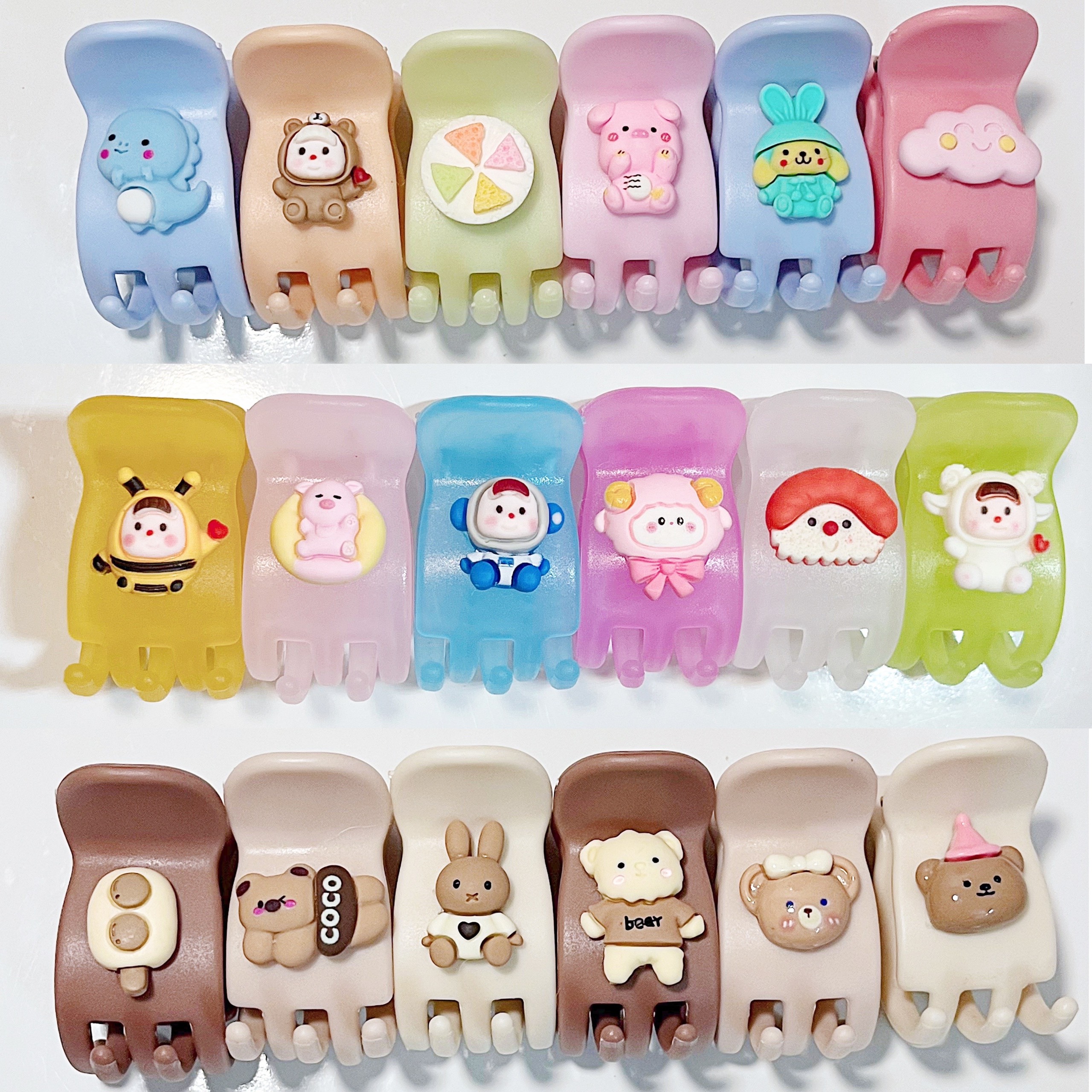 Set 6c Kẹp Tóc Càng Cua Đầu Bầu Gắn Charm hoạt hình dễ thương