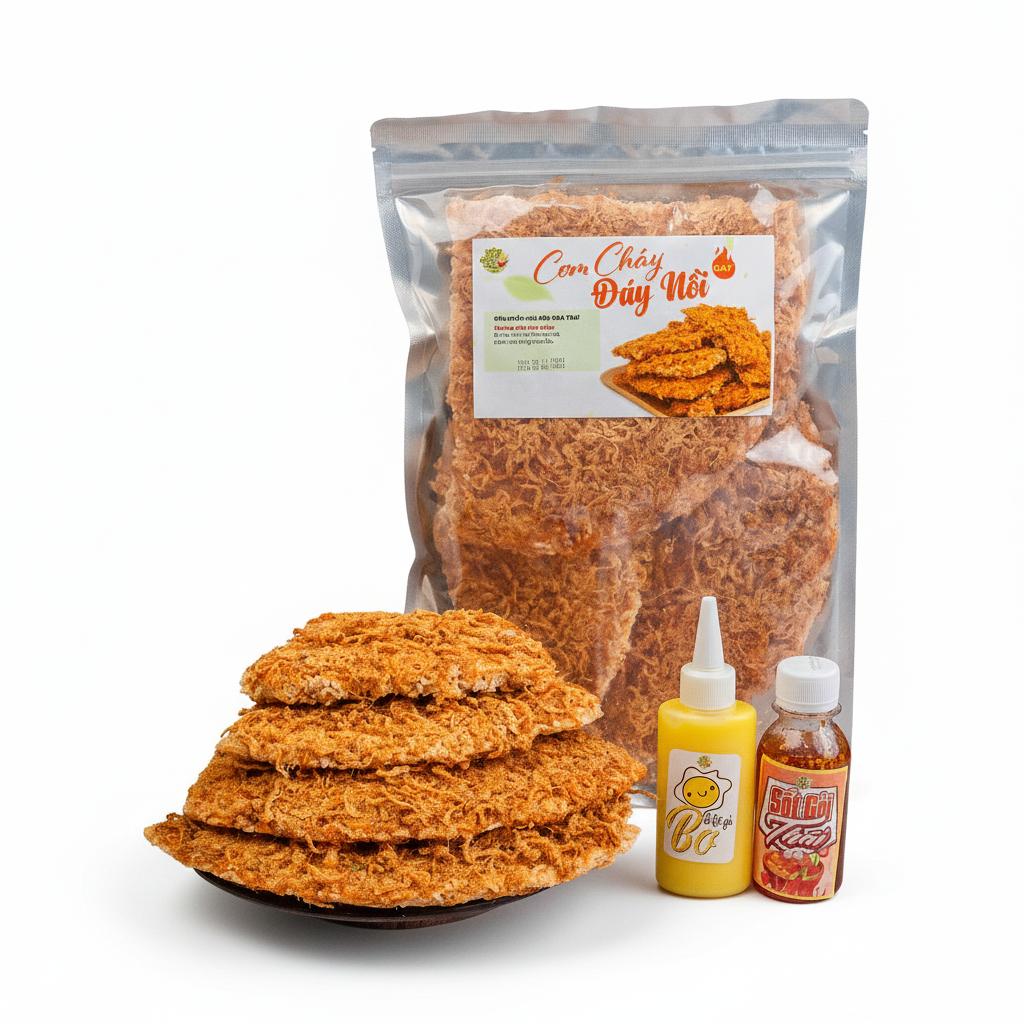 COMBO SỐT BƠ VIP - cơm cháy túi 500 gram + 1 chai sốt gỏi Thái 120ml + 1 chai bơ hột gà 100 gram - đồ ăn vặt - Bếp Chè Thái Gia Vị Nước Sốt