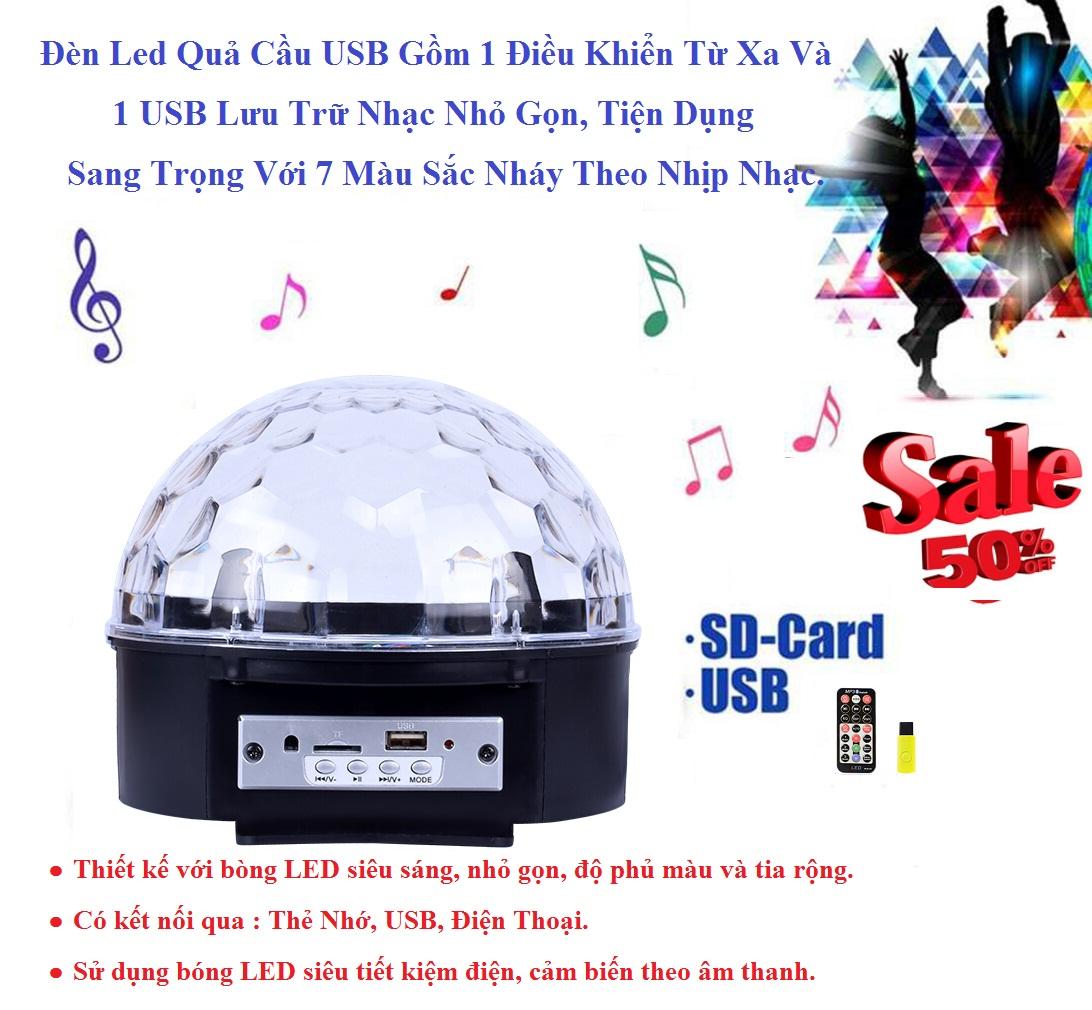 [HCM]Đèn Led Pha Lê quả cầu xoay 7 màu cho Sân Khấu phòng Karaoke cảm biến nháy theo nhạc Chúc mừng năm mới tết 2020 - LTP01.