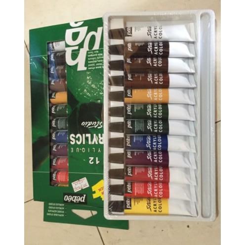 Màu vẽ Bộ 12 màu acrylic, sơn dầu pebeo