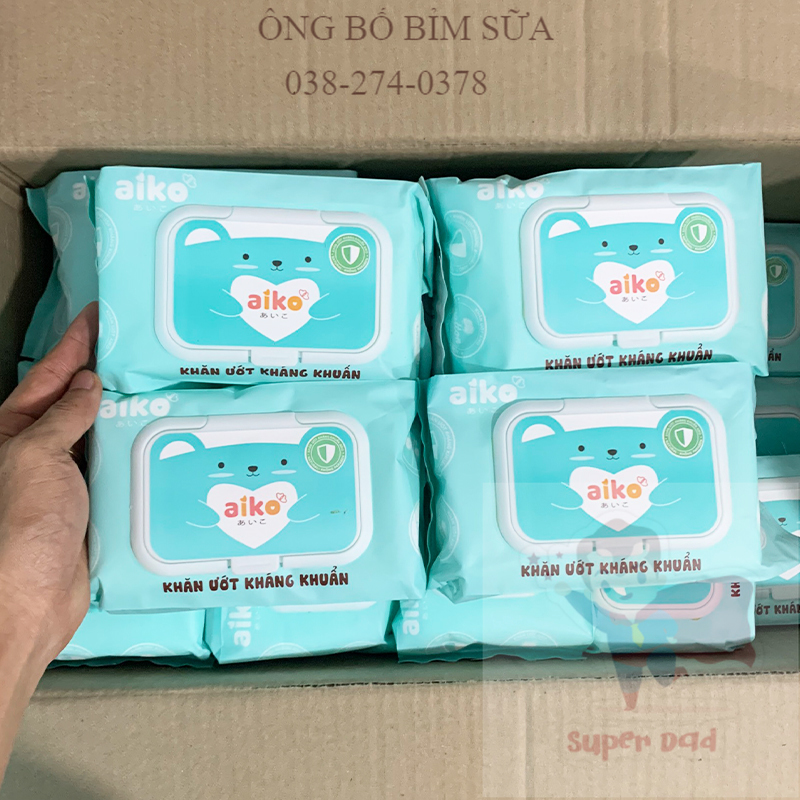 Khăn ướt kháng khuẩn không mùi cho bé aiko 100 tờ