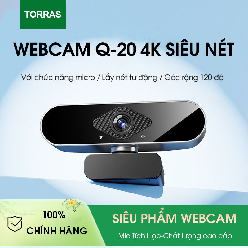 Blevos Webcam máy tính laptop cao cấp Q20 2K 4K web cam 1080P Camera Siêu Nét có mic hỗ trợ học online, livestream