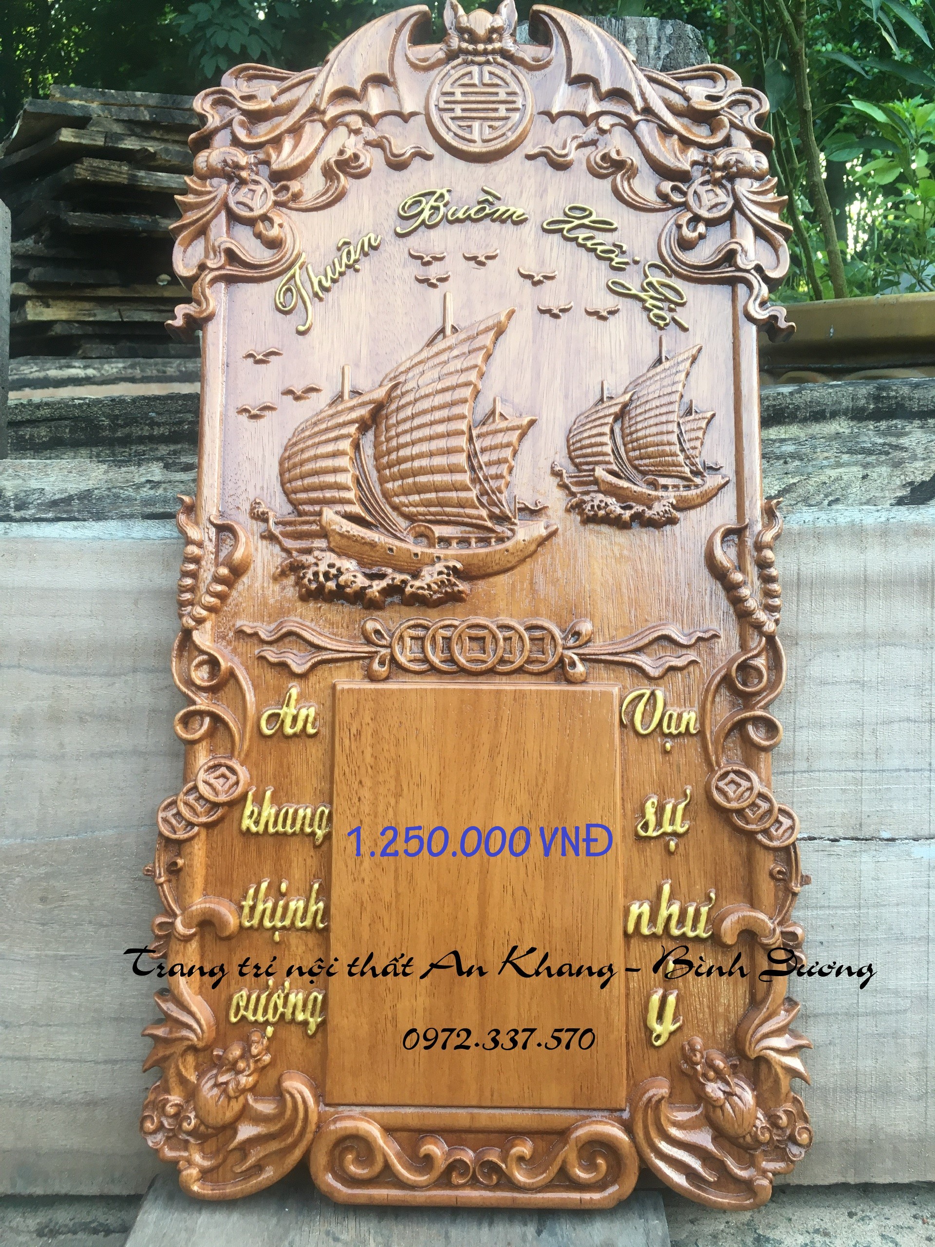 Đốc lịch thuận buồm xuôi gió gỗ gõ đỏ - gắn lịch cỡ trung 14.5x20.5cm