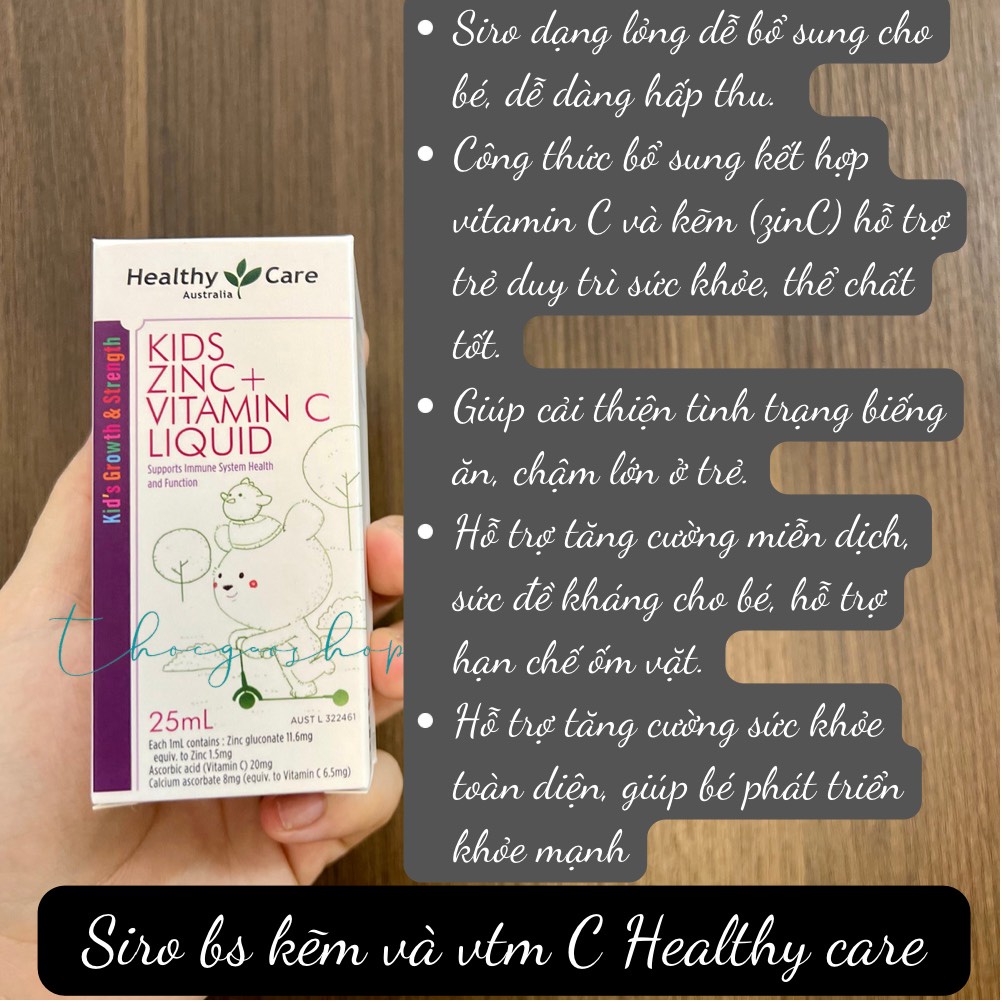 Kẽm dạng nước Kids Zinc Vitamin C Healthy Care - Hàng Úc