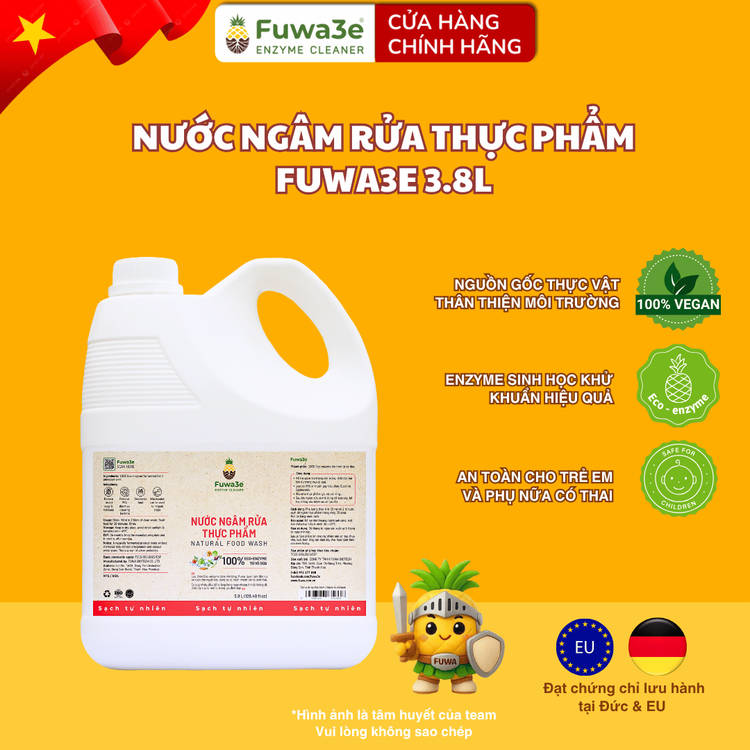  Nước ngâm rửa rau củ quả FUWA3E enzyme sinh học từ dứa 3.8L- làm sạch thực phẩm 