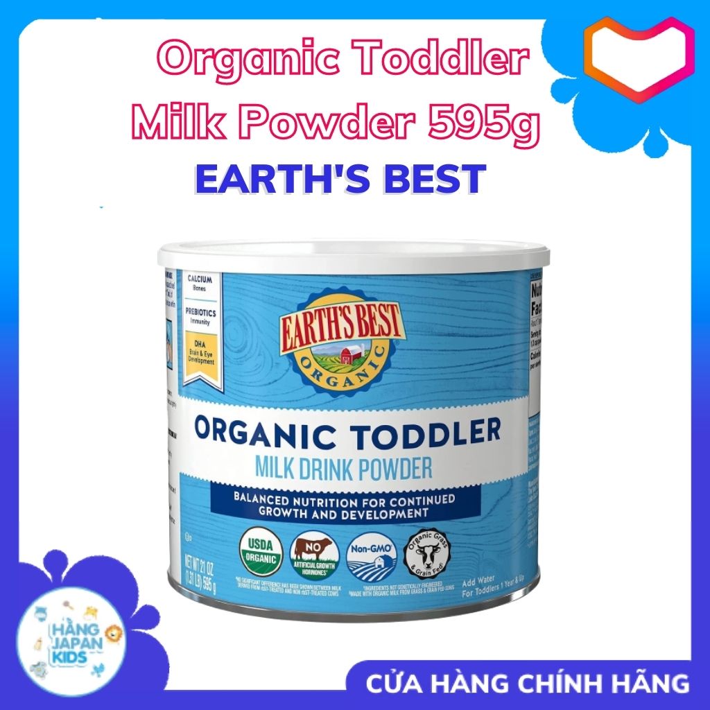 Sữa bột cho bé earth's best organic toddler milk powder 595g 12m+ - hàng mỹ