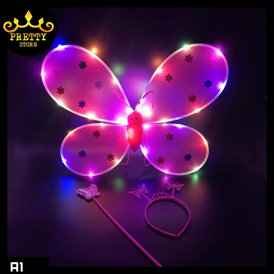 Đồ chơi trung thu - cánh bướm hóa trang có đèn led kèm gậy và váy