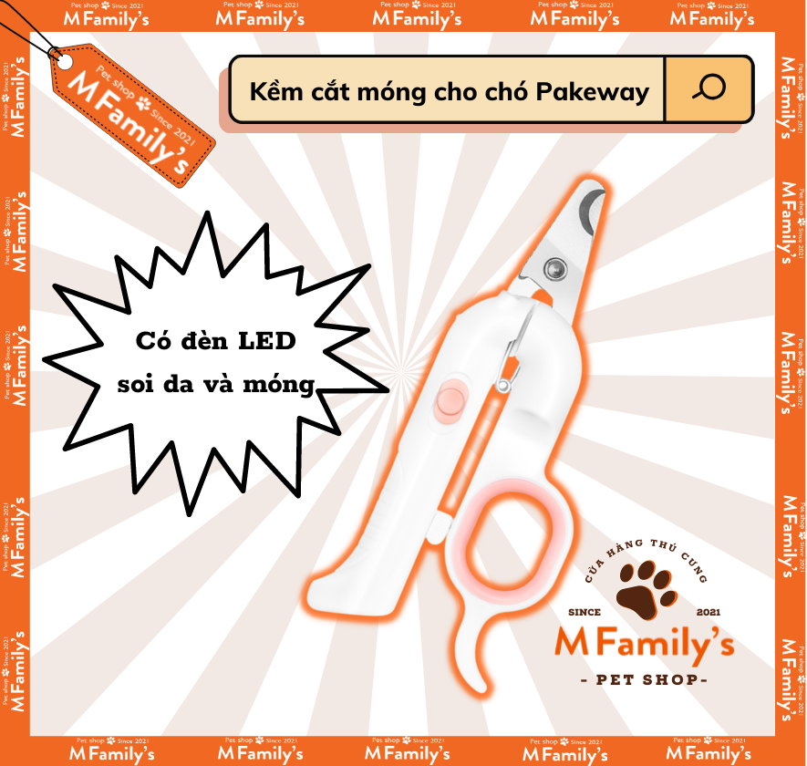 Kềm Cắt Móng Cho Chó Mèo Pakeway có đèn led soi da và móng, kèm dũa móng