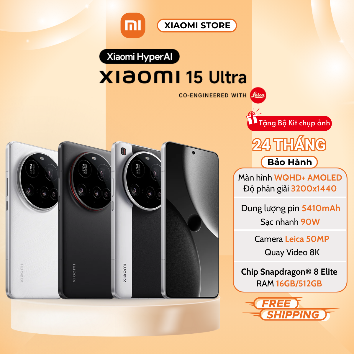 Điện thoại thông minh Xiaomi 15 Ultra (16+512GB) - Hàng Chính Hãng ( Nguyên Seal Chưa Active )
