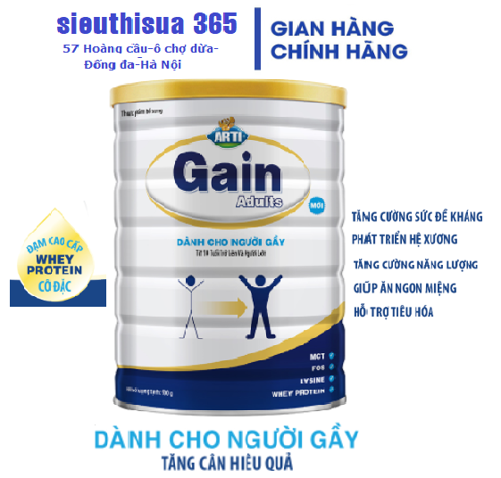 Sữa bột Sữa Sữa bột Arti Gain Adults Dinh loại 900g dinh dưỡng cho người gầy,chơi thể thao, lao động nặng, suy nhược