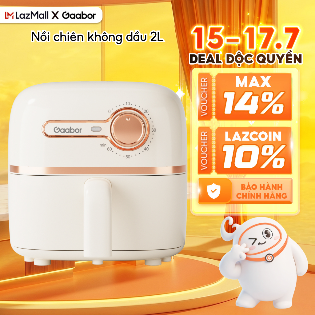 Nồi chiên không dầu 2L GAABOR AF20M-YE01S tự động ngắt điện khay chống dính làm nóng nhanh - Tiết kiệm điện - Bảo hành 12 tháng 1 đổi 1
