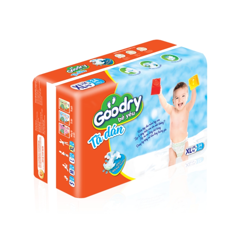 [Clearance] Tã dán Goodry Bé yêu S46/ M28/ L38/ XL34 miếng