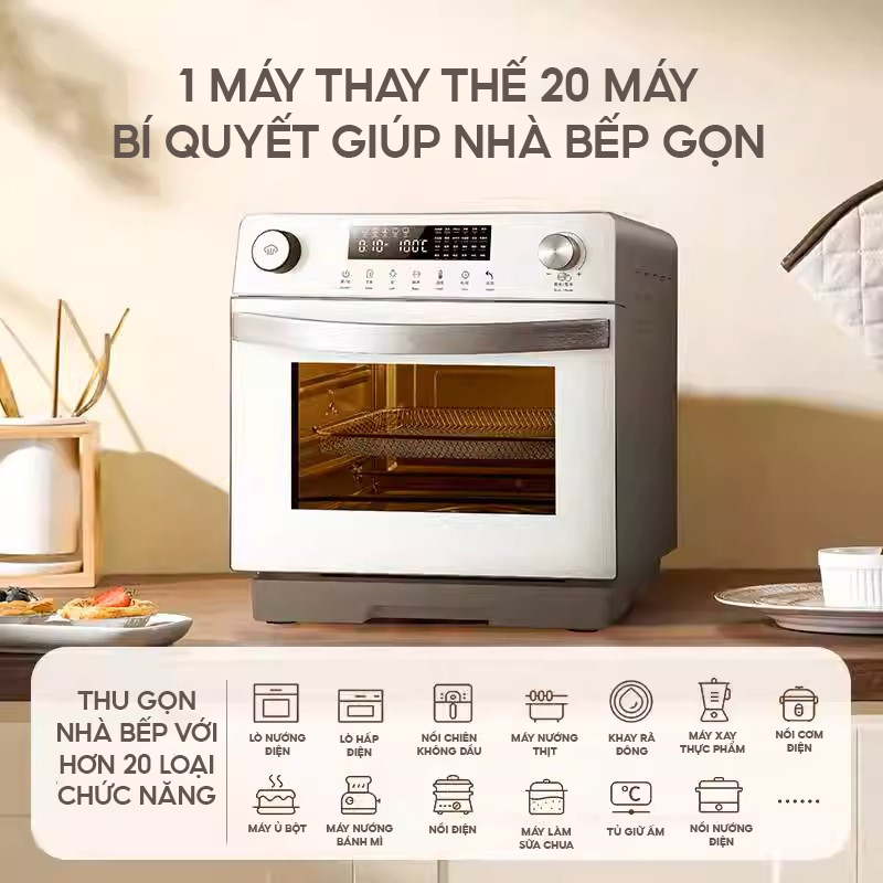 [BẢN QUỐC TẾ] Lò nướng hấp đối lưu, nồi chiên không dầu đa năng BEAR FULX KZK-20LZY2, dung tích 20L, công suất 1950W