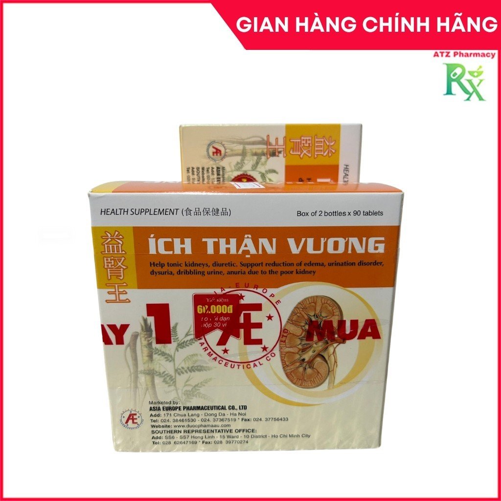 Ích Thận Vương 180 viên - Dùng Cho Người Suy Thận Chạy Thận - TẶNG KÈM 1 HỘP 30 VIÊN