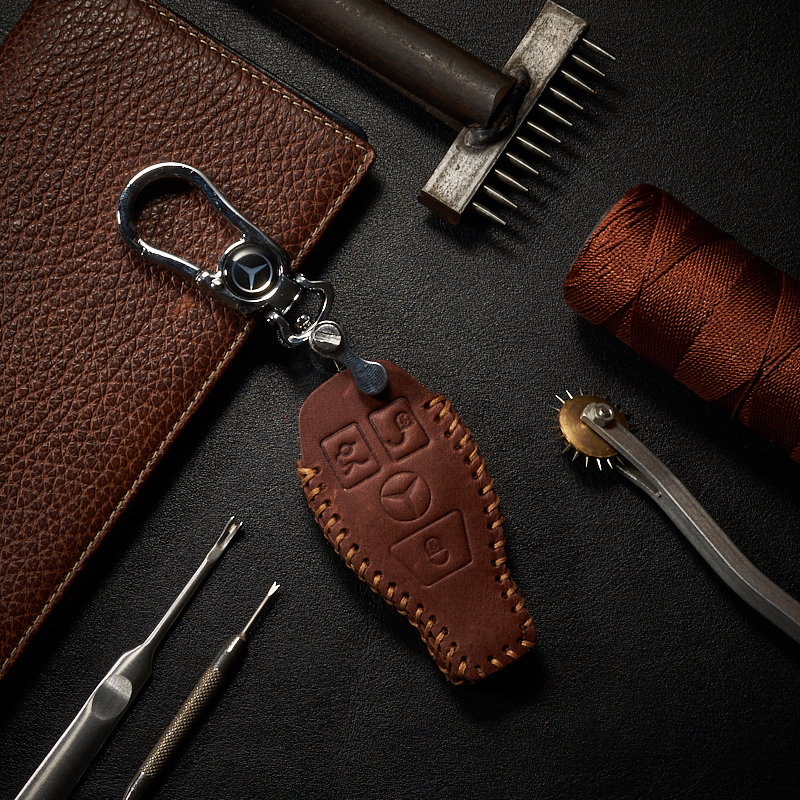 Bao Da Chìa Khóa Ô Tô Mercedes Glc 200/250/260/300 Style Da Bò