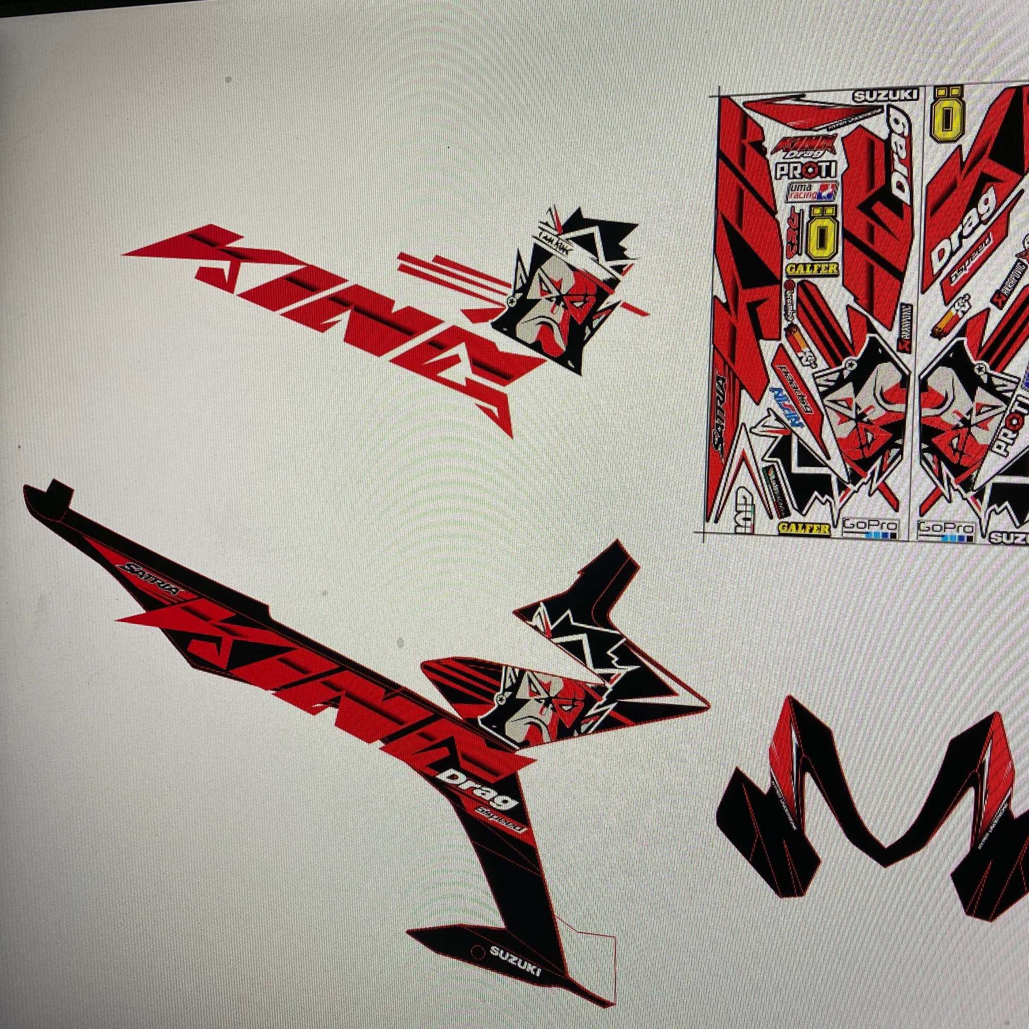 Tem rời Satria Fi King Drag đỏ đen