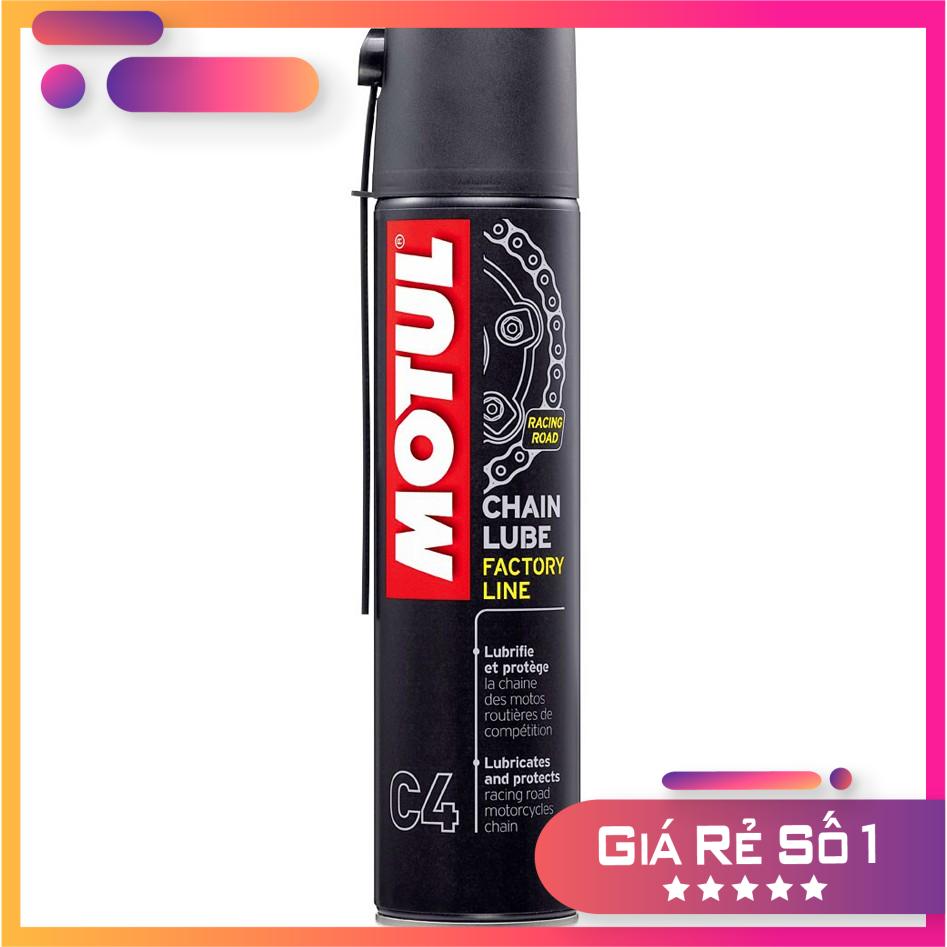 Chai xịt bảo dưỡng sên Motul Chain Lube Factory Line Racing Road C4 400ml Xịt dưỡng sên Motul C4