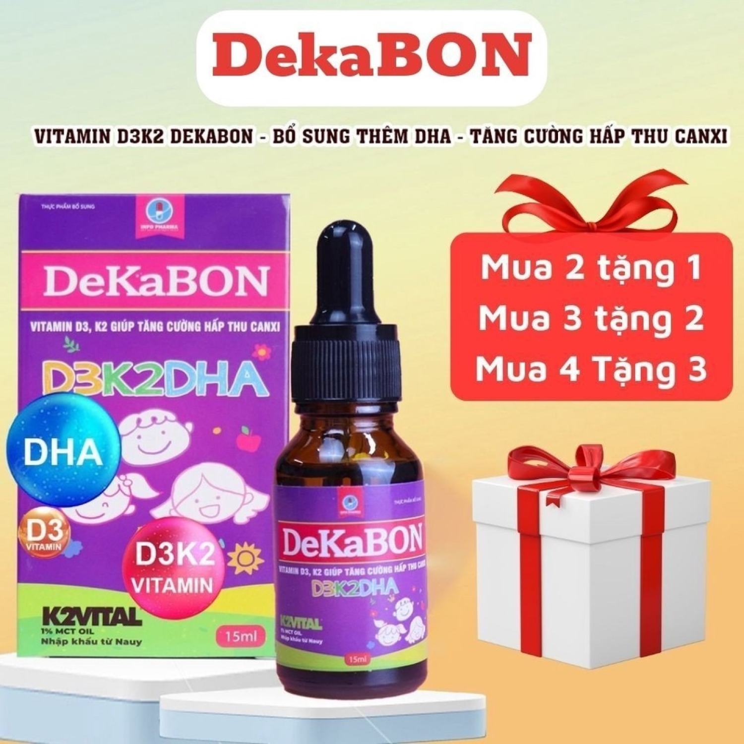 Vitamin d3k2 dekabon 15ml - bổ sung vitamin, dha, canxi cho trẻ