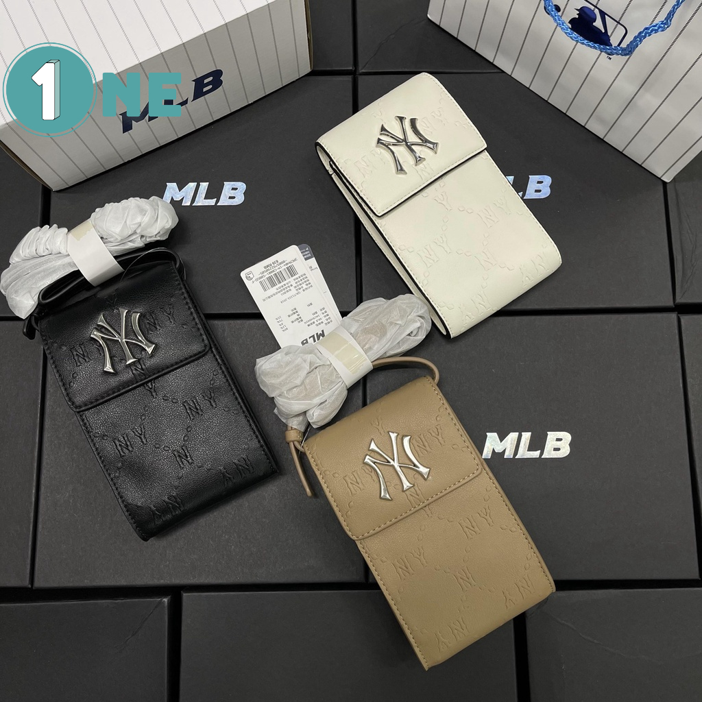 Túi da mini mlb ny monogram diamond embo cell phone cross bag full tag mac