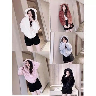 Áo khoác lông mượt mà tai gấu thời trang hàn quốc, BESTHOME, áo khoác lông cừu, áo khoác lông nữ, áo khoác lông cừu ulzzangm ái khoác lông tai gấu, áo khoác lông cừu có mũ, áo khoác lông cừu dày dặn, áo khoác loong sang chảnh