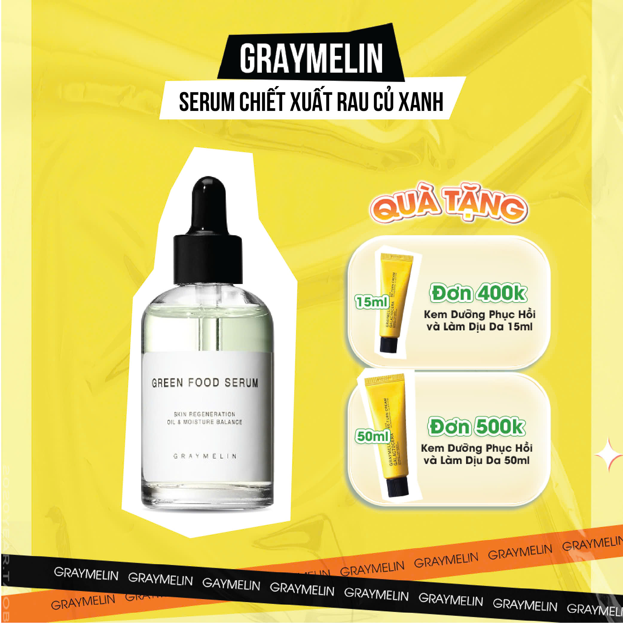 Serum rau củ xanh phục hồi da graymelin green food 50ml date t12.2024
